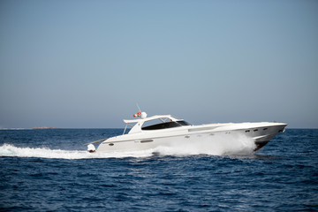 Fast motor boat on sea
