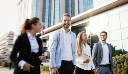 Business colleagues on city streets