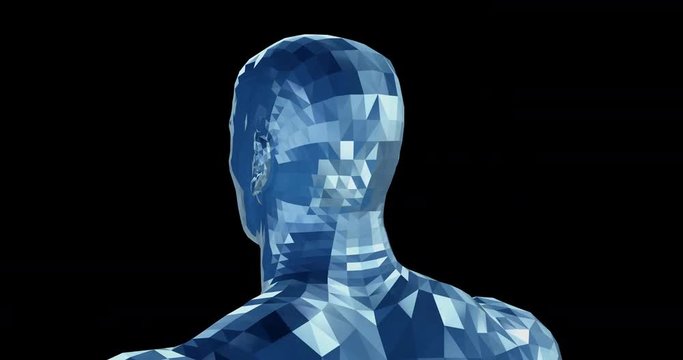 Rotating Polygonal, Crystal Head, 3d animation .Includes black and white alpha matte