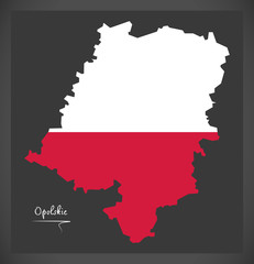 Opolskie map of Poland with Polish national flag illustration