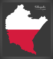 Fototapeta premium Podkarpackie map of Poland with Polish national flag illustration