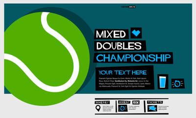 Mixed Doubles Championship (Flat Style Vector Illustration Sports Poster Design) Event Invitation with Venue and Time Details
