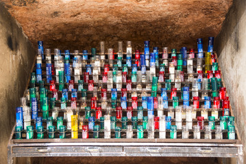 Colorful candles in the Santa Maria de Montserrat, Spain