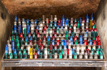 Colorful candles in the Santa Maria de Montserrat, Spain