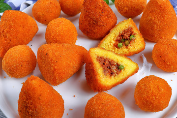 arancini or rice cones and balls