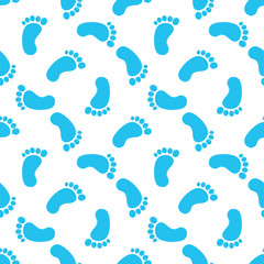 Fototapeta na wymiar seamless pattern with baby boy blue footprints