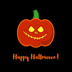 Vector background Happy Halloween. Halloween Party with pumpkins. Poster, postcard.
