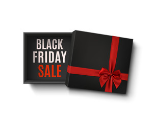 Black Friday sale design. Opened empty gift box