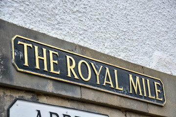 The Royal Mile street sign in Edinburgh