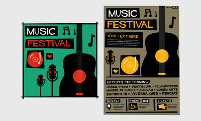 Music Festival! (Flat Style Vector Illustration Quote Poster Design) 