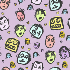 Doodles faces pattern