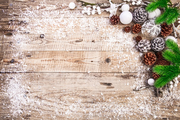 Christmas festive background with pinecone balls. Holiday