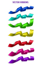 Fototapeta premium Realistic silk vector ribbon set