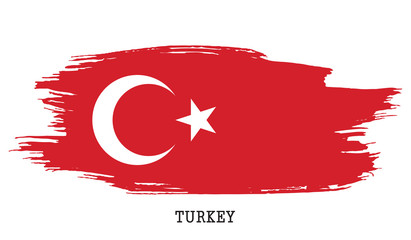 Turkey flag vector grunge paint stroke  
