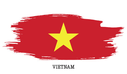 Vietnam flag vector grunge paint stroke  