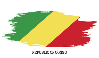 Republic of Congo flag vector grunge paint stroke  