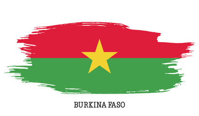 Burkina Faso flag vector grunge paint stroke  