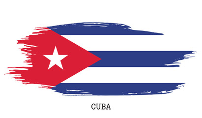 Obraz na płótnie Canvas Cuba flag vector grunge paint stroke 