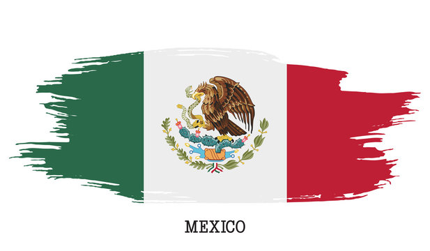 Mexico flag vector grunge paint stroke  