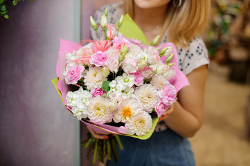 Lovely and tender bouquet of pink and white flowers