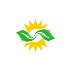 Fototapeta premium leaf sun vector logo