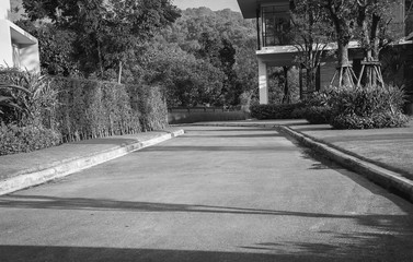 Landscape official, the road to a house with a yard on either side of a garden design.
Photos...