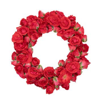 red rose white background  wreath garland flower nature beauty with clipping path