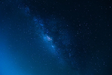 The Milky Way ,Long exposure photograph , Blue tone