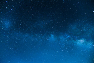 Fototapeta na wymiar The Milky Way ,Long exposure photograph , Blue tone