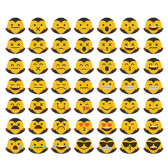 Set of emoji dracula halloween emoticon character faces.  