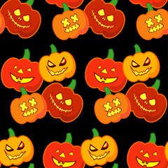 Seamless decorative vector background Happy Halloween. Halloween Party with pumpkins. Textile rapport.
