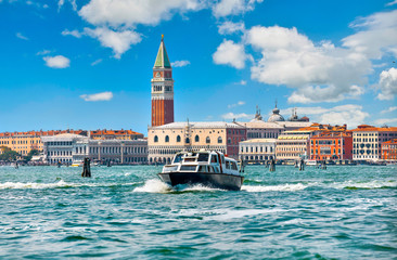Fototapeta na wymiar Grand Canal St Mark's Campanile Venice Italy Saint square view.