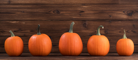 Five orange pumpkins