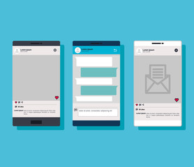 smartphones set with template