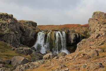 Small waterfall in the westfjords of Iceland.