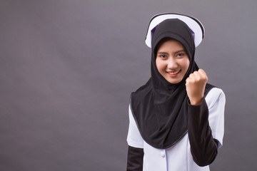 strong successful confident happy muslim nurse