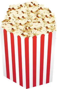 Popcorn in a red box, vector