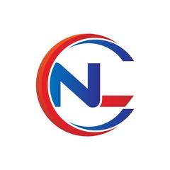 nl logo vector modern initial swoosh circle blue and red