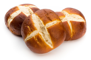 Freshly baked bread isolated on white background.