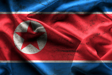 waving flag of the North Korea texture and background.