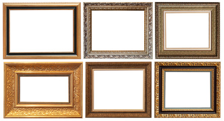 a picture gold frame on a white