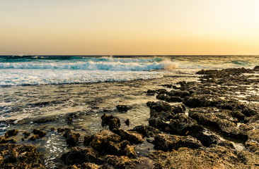The rocky shore of the Mediterranean sea