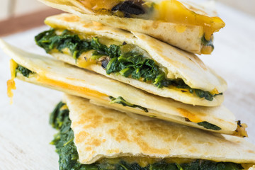 Spinach mushroom quesadillas.