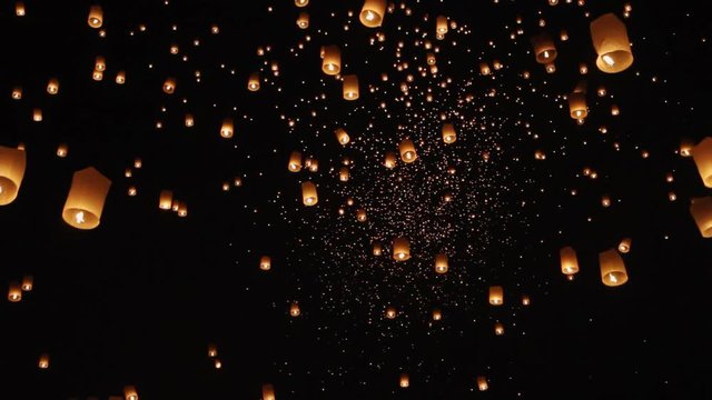 floating asian lanterns in Chiang Mai ,Thailand