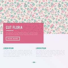 Gut flora concept with thin line icons: gut, bacteria, obesity, stomach, infection, depression, medicine. Vector illustration for background of medical survey or report.