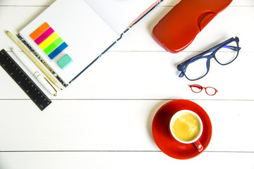 a notebook and another office for work in the office or study. lat lay. Top view. Copyspace