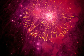 fireworks explosions in the night sky. Close-up. © fotoru