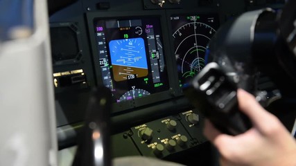 Cockpit display panel while aircraft turn left