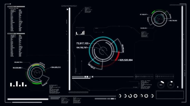 4K Animation User interface with HUD graph bar pi with space for futuristic technology and cyber concept with alpha channel render