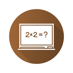 School blackboard flat design long shadow glyph icon